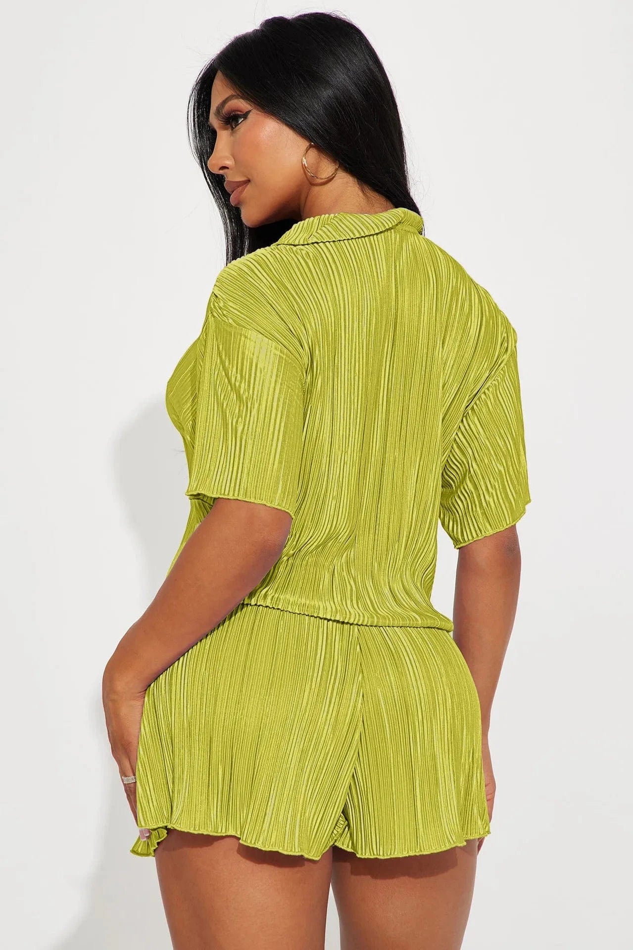 Arrivals summer 2024 women s clothing Bandages shirt two-piece Folds shorts 2 Piece Set Women