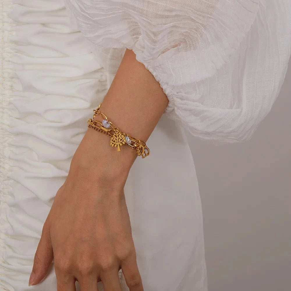 as pic / J1 Wholesale Personalized Gold Plated Stainless Steel Bracelets for Women Charm Bracelets for Wedding Party & Gifts