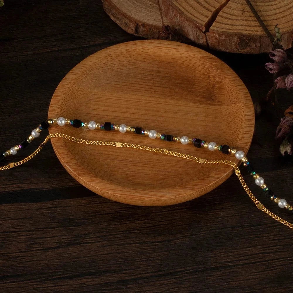 as pic / J1 Women's Charm Bracelet with Natural Stone Stacked Stainless Steel Beads Gold Plating Perfect Wedding and Party Gift Idea