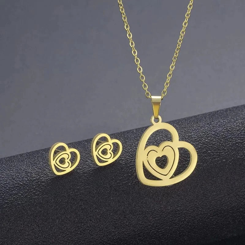 AS PIC / J4 Unisex Stainless Steel Necklace Earring Set with Silver Plated Women's Geometric Buddha Hand Butterfly Elephant for Engagement