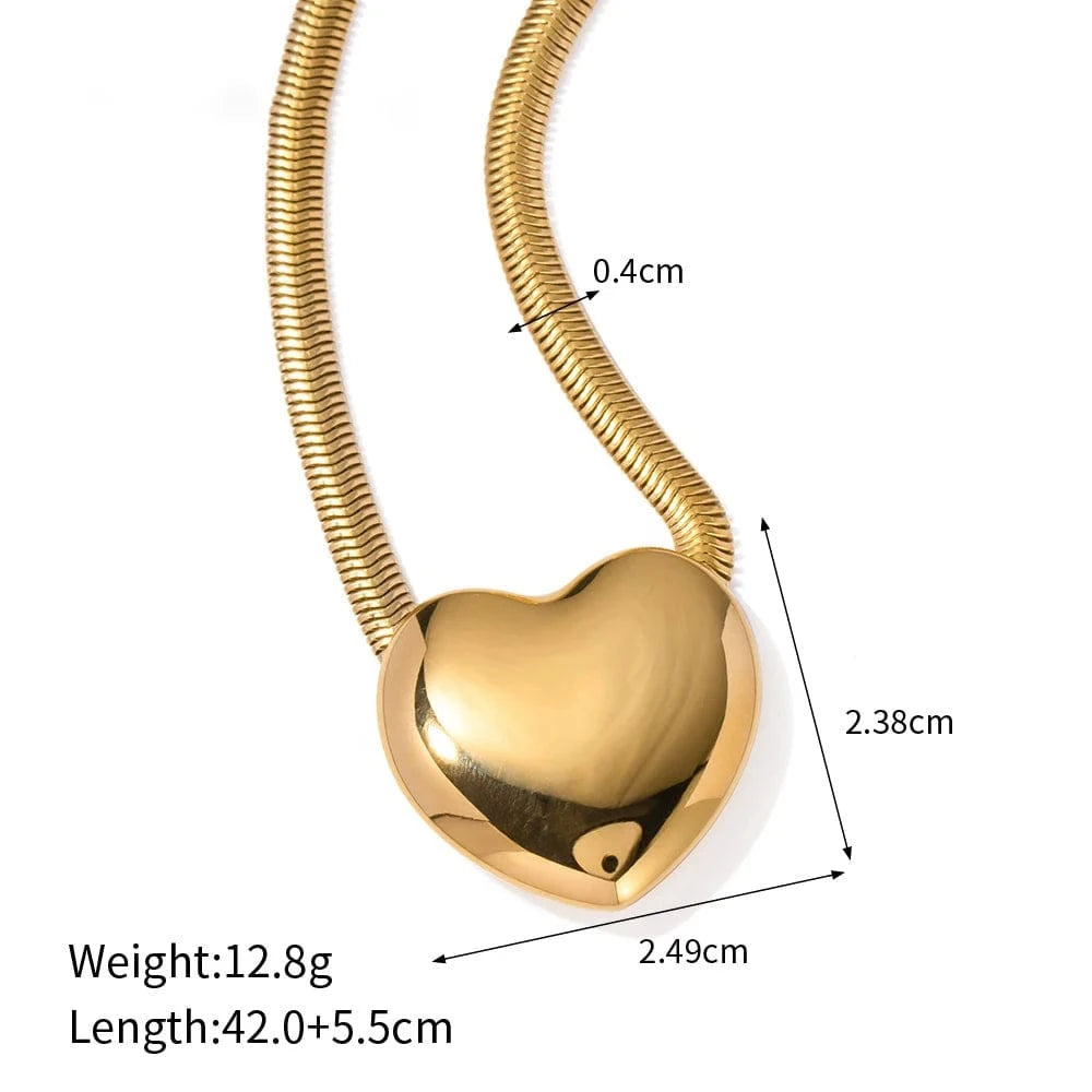 AS PICTURE / 16.54 inches / 1 18K Gold Plated Stainless Steel Jewelry Jewellery Heart Necklace Clavicle Chain Pendant Accessory