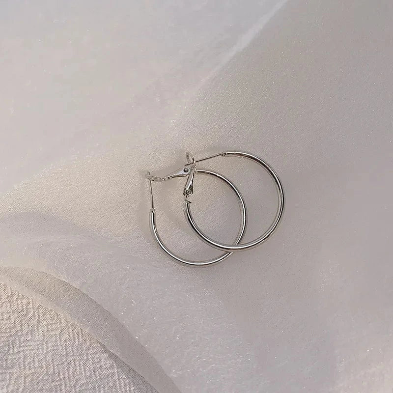 AS SHOWN / As shown / Silver 4cm 30-70mm Exaggerated Big Smooth Circle Hoop Earrings for Women Aros Simple Round Loop Ear Wedding Jewelry Brincos Cool Gift