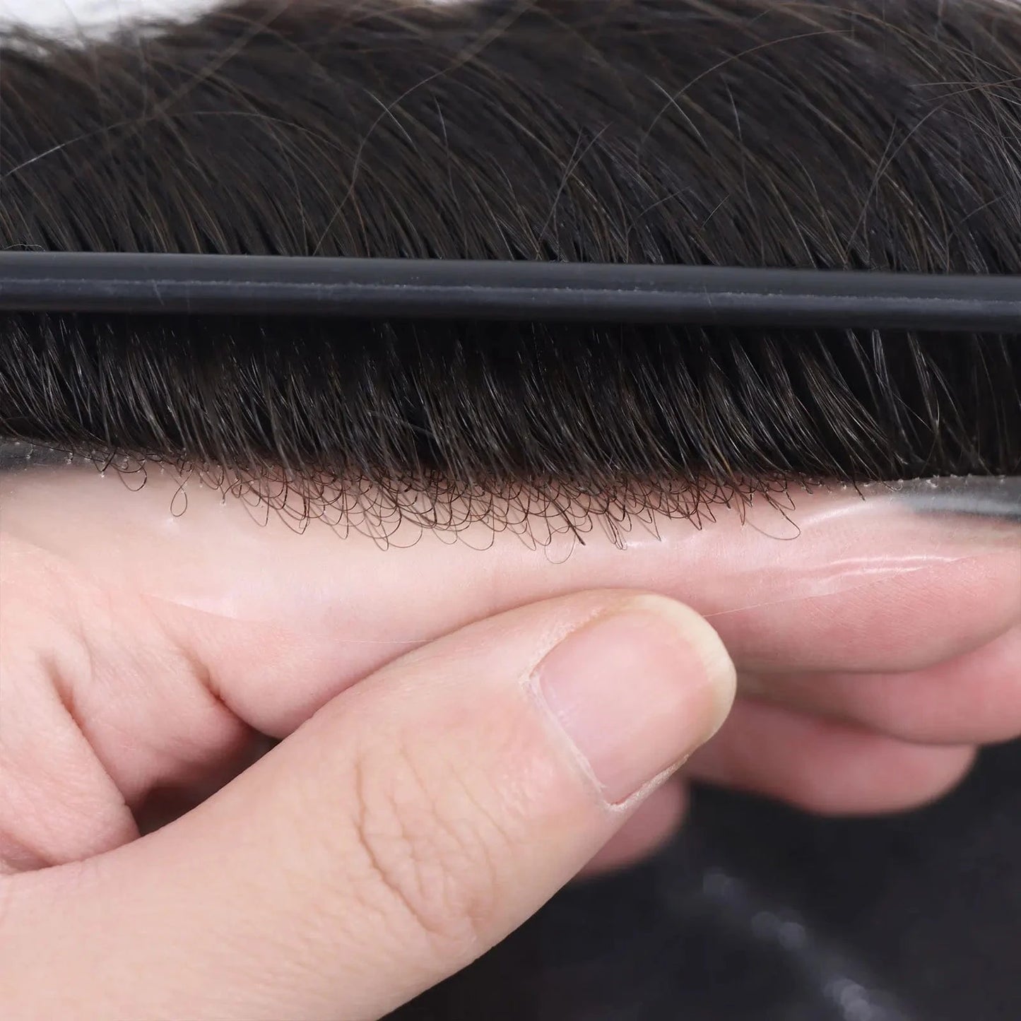 Asian Korea Male Hair Capillary Prosthesis V Loop Natural 100% Human Hair Wig Thin Skin Toupee