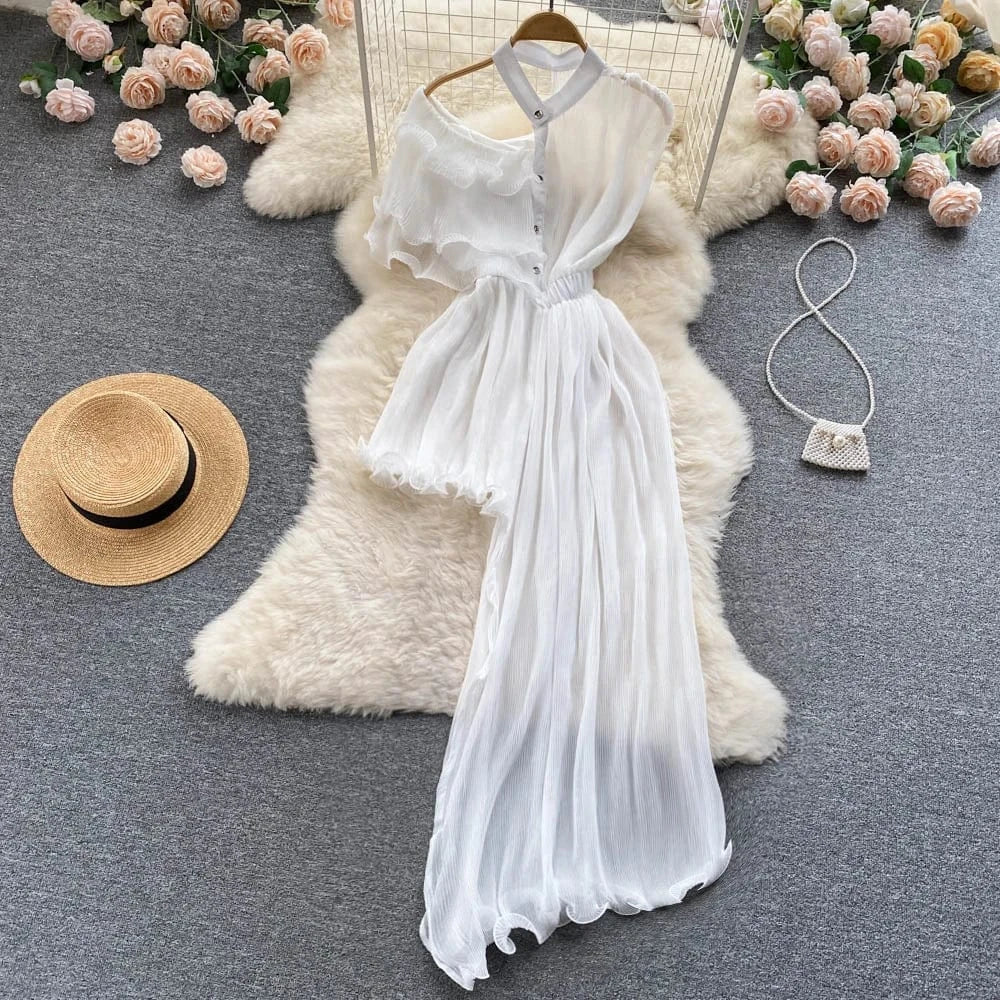 Asymmetrical ANSZKTN ANSZKTN Style Sexy Mature Elegant Ruffle Strapless Dress For Women