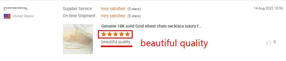 AU750 Real Gold Jewelry Square Wheat Wholesale 18K Solid Gold Italy Chain Necklace