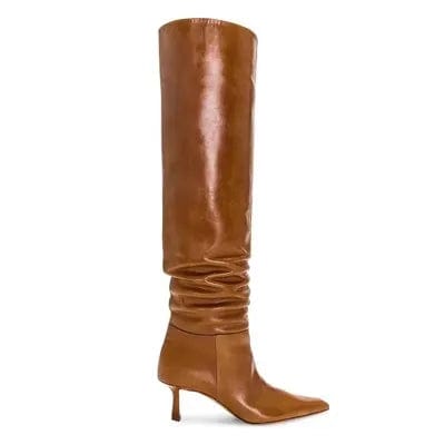 Autumn and winter 2023 new knee high boots zipper jeans wash water to create the old design platform high-heeled boots