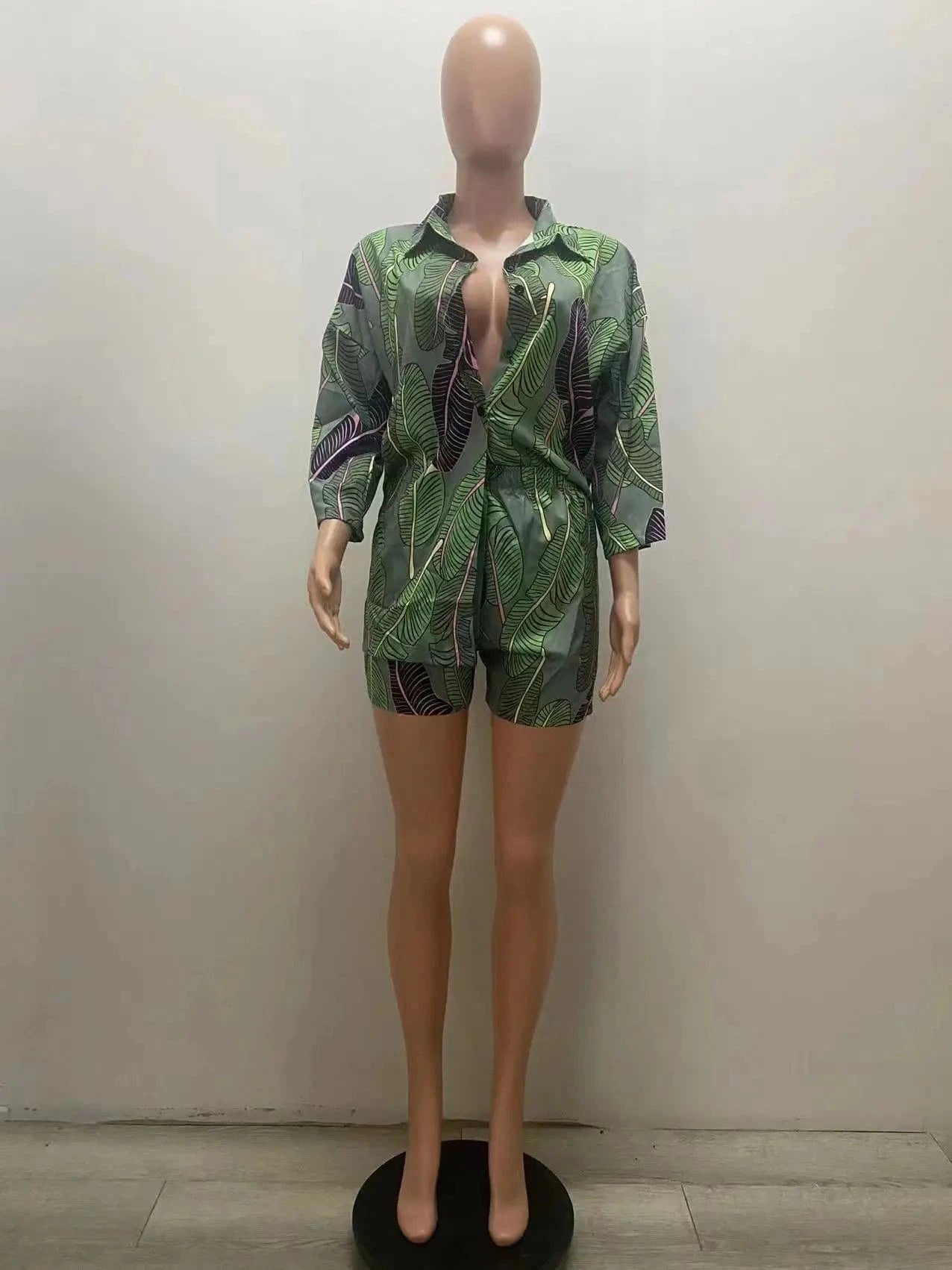 Autumn Casual Women Clothing Printing 2 Piece Shorts Sets Loose Long Sleeve Two Piece Shorts for Mujer
