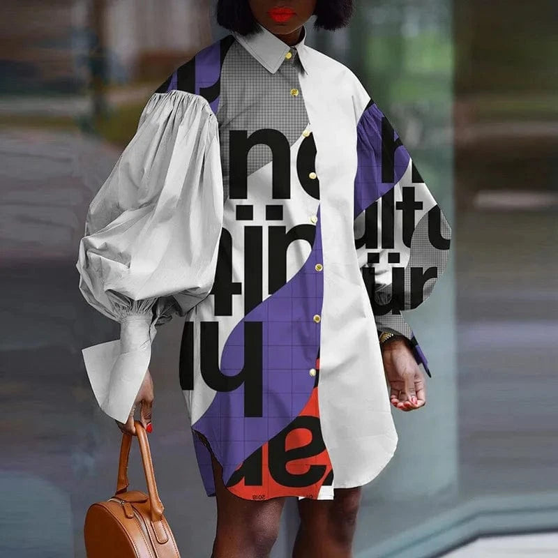 Autumn new products casual long-sleeved shirt dress women printed cardigan plus size maternity women's clothing