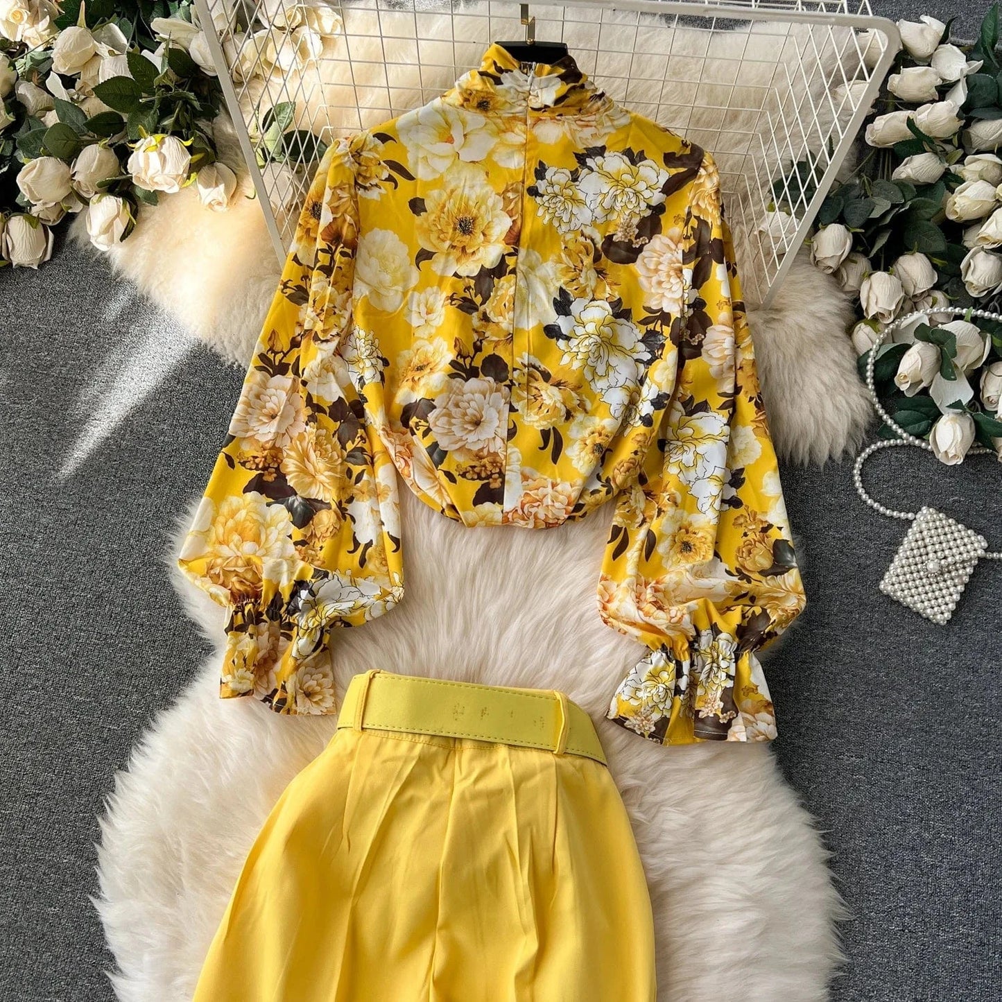 Autumn/winter 2024 African Loose Plus Size Casual Printed Long Sleeve Shirt And Wide-leg Pants Women Two Pieces Set