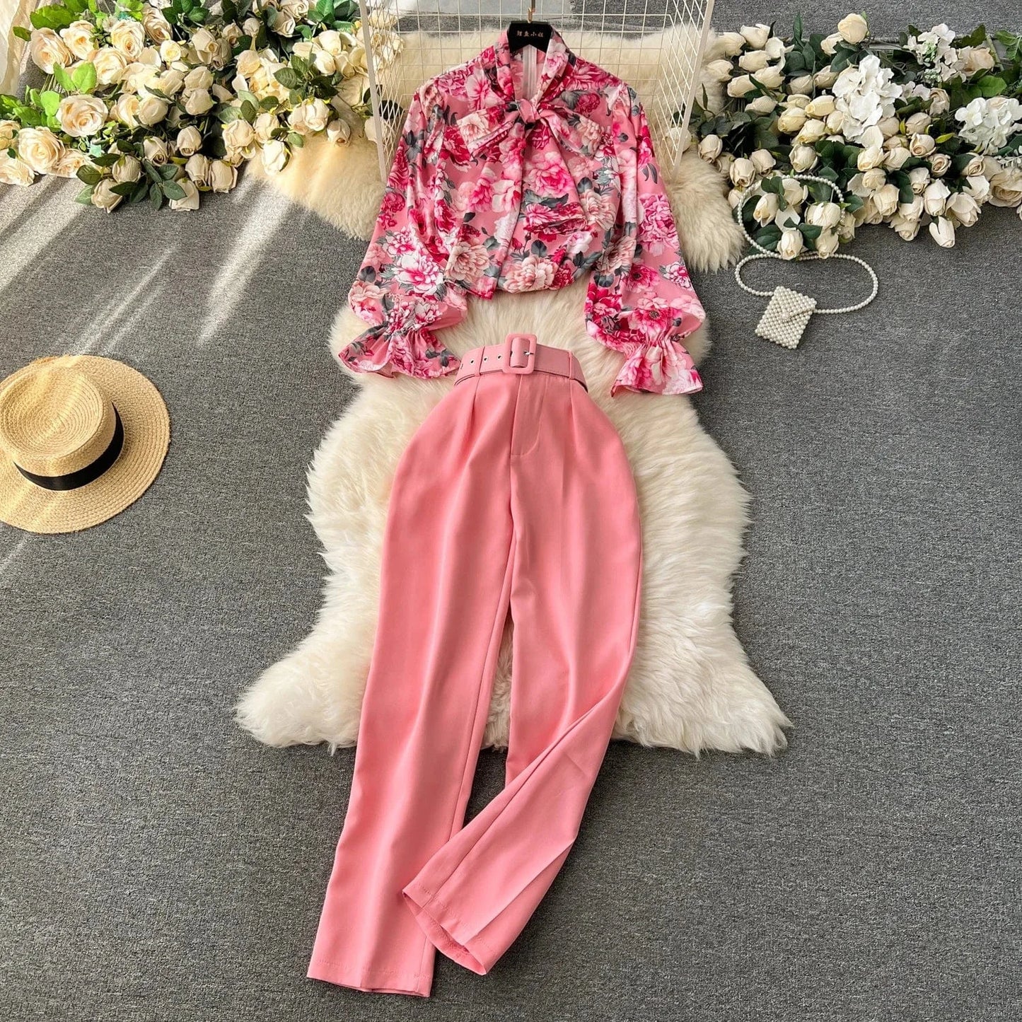 Autumn/winter 2024 African Loose Plus Size Casual Printed Long Sleeve Shirt And Wide-leg Pants Women Two Pieces Set