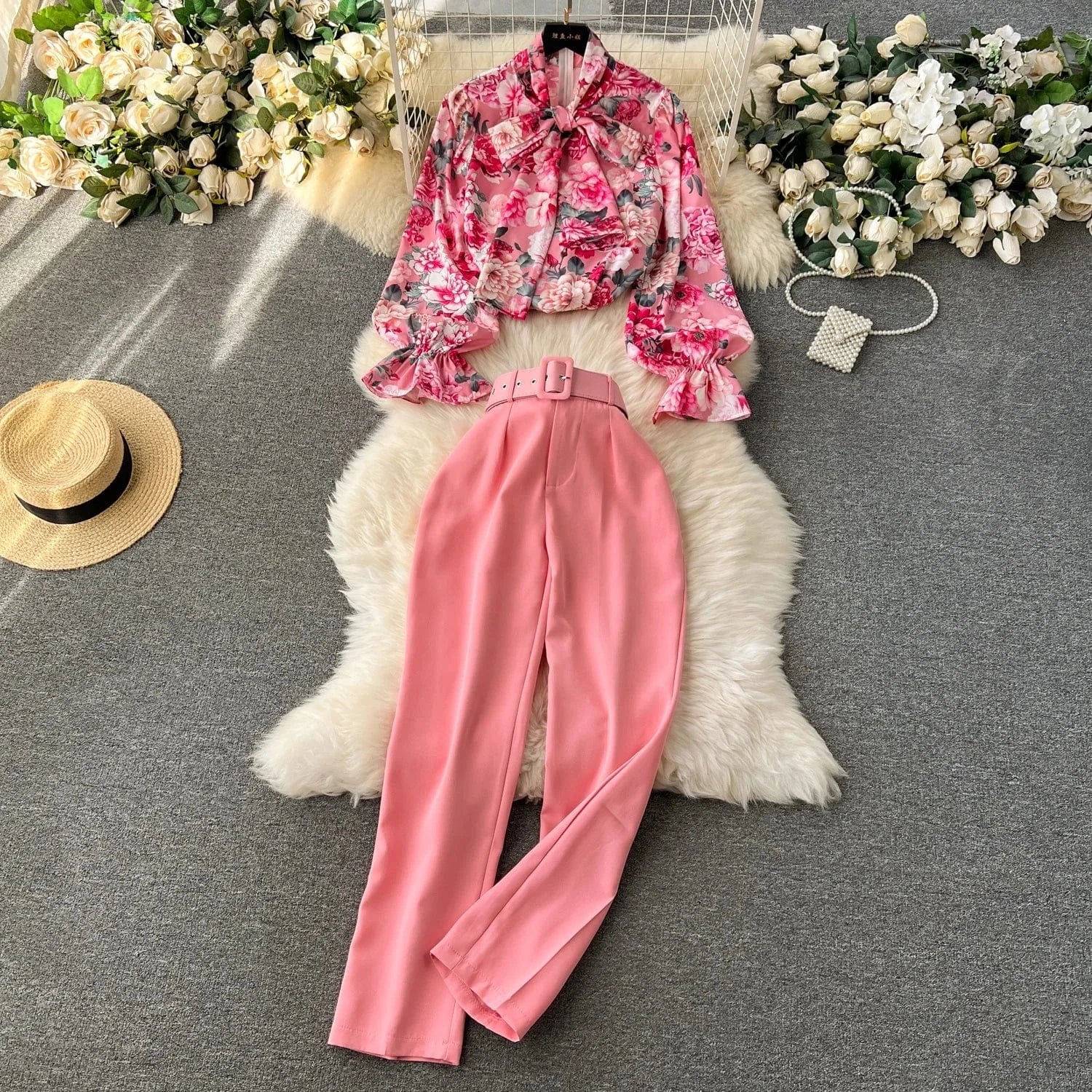 Autumn/winter 2024 African Loose Plus Size Casual Printed Long Sleeve Shirt And Wide-leg Pants Women Two Pieces Set
