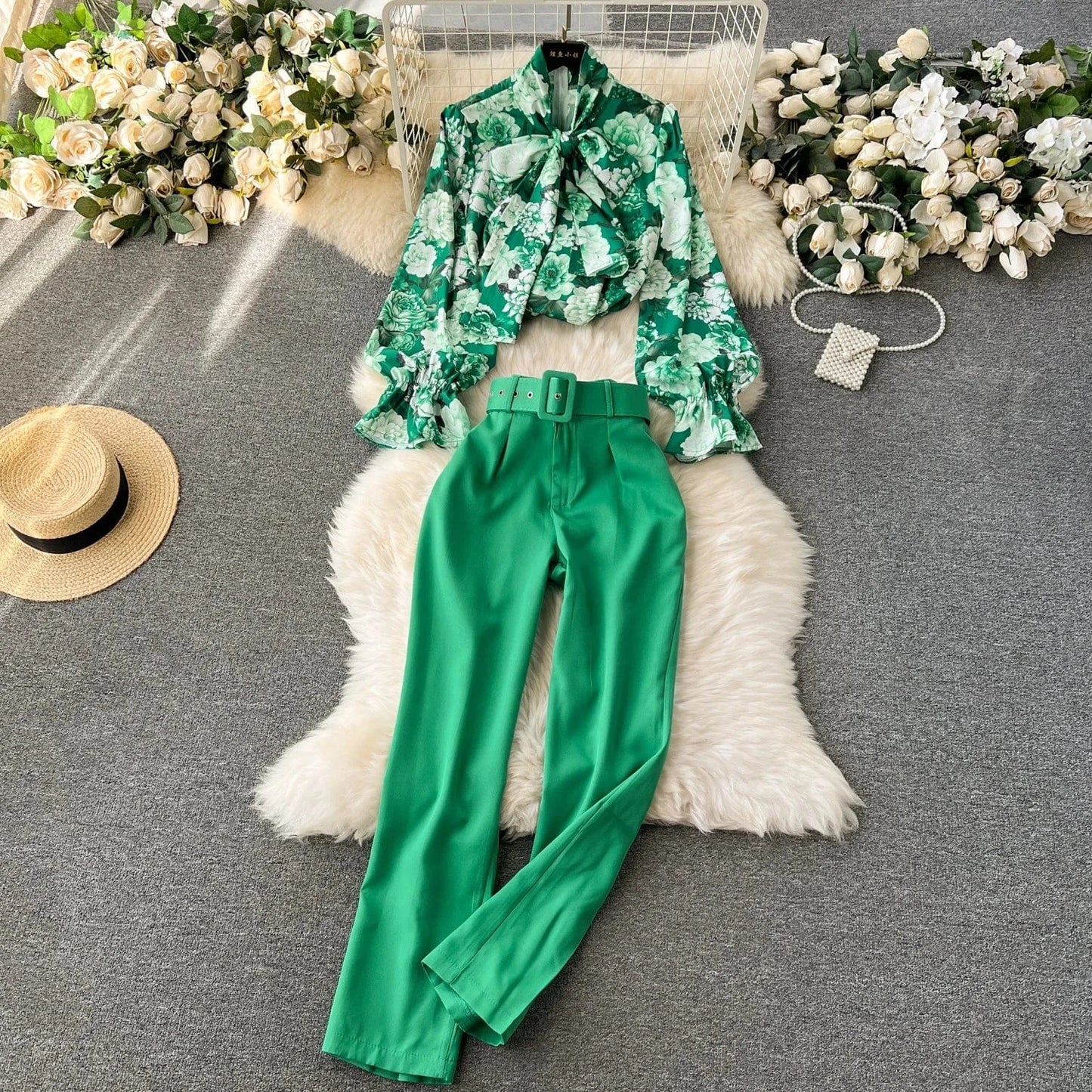Autumn/winter 2024 African Loose Plus Size Casual Printed Long Sleeve Shirt And Wide-leg Pants Women Two Pieces Set