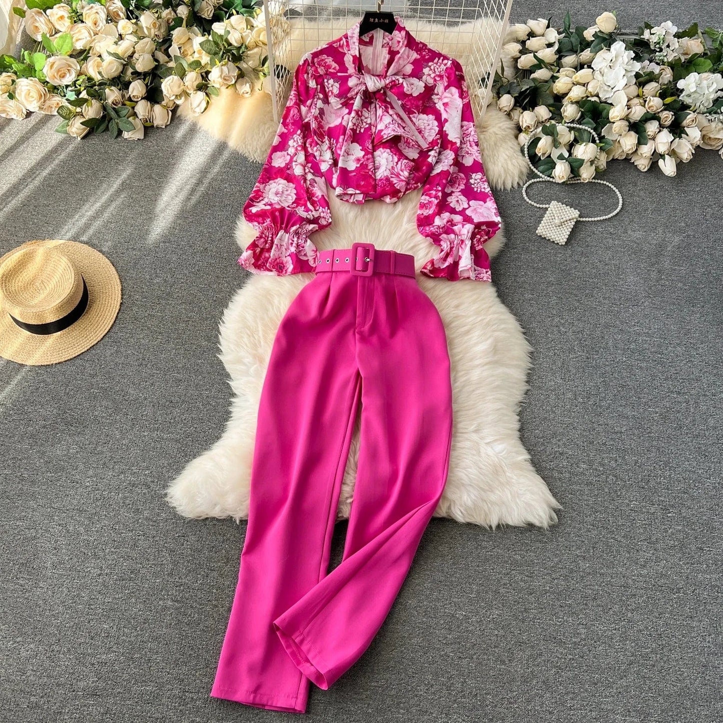 Autumn/winter 2024 African Loose Plus Size Casual Printed Long Sleeve Shirt And Wide-leg Pants Women Two Pieces Set