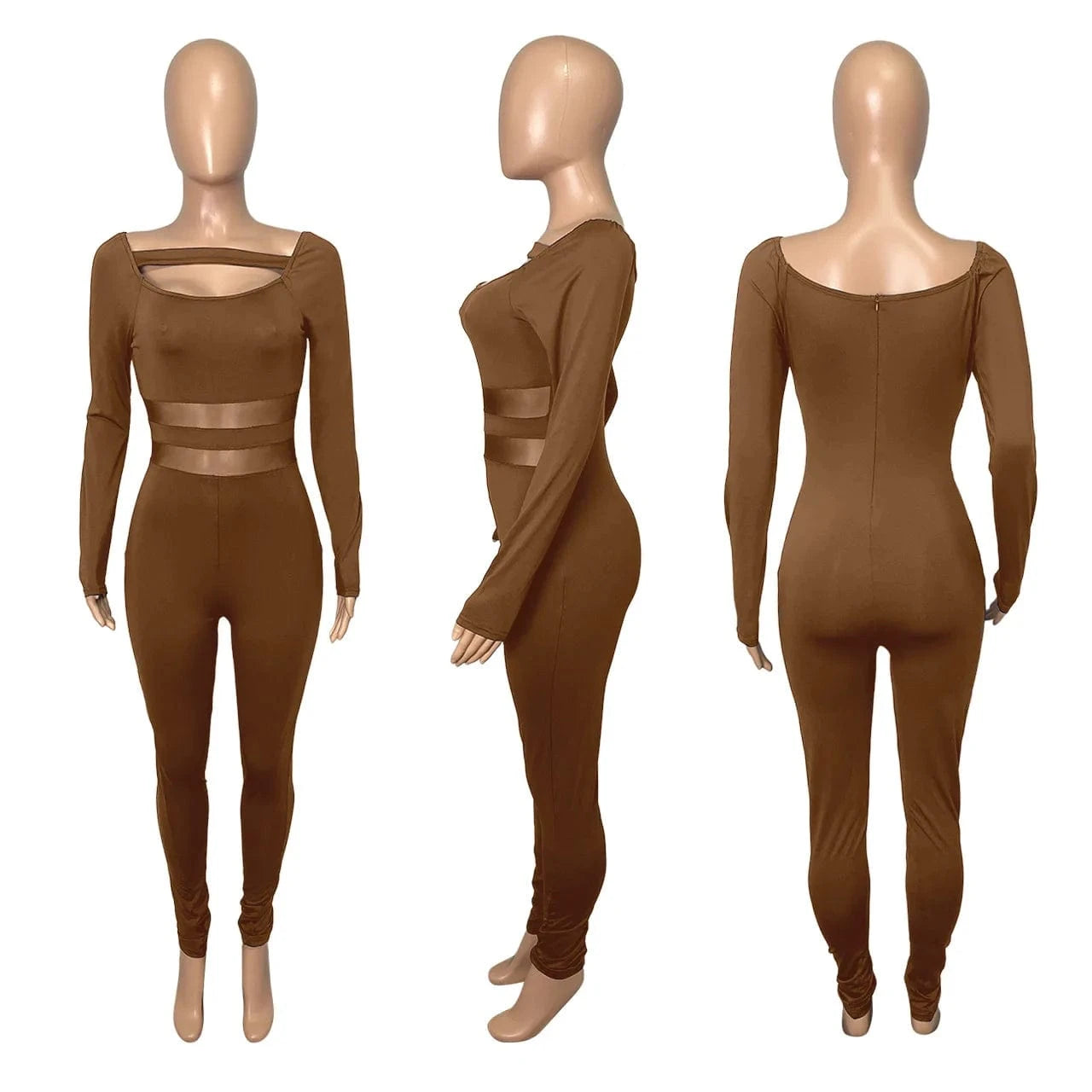 Autumn Winter Women Clothing Long Sleeve Jumpsuit One Piece Sexy See Through Mesh Jumpsuit for Women Jump Suits Ladies Casual