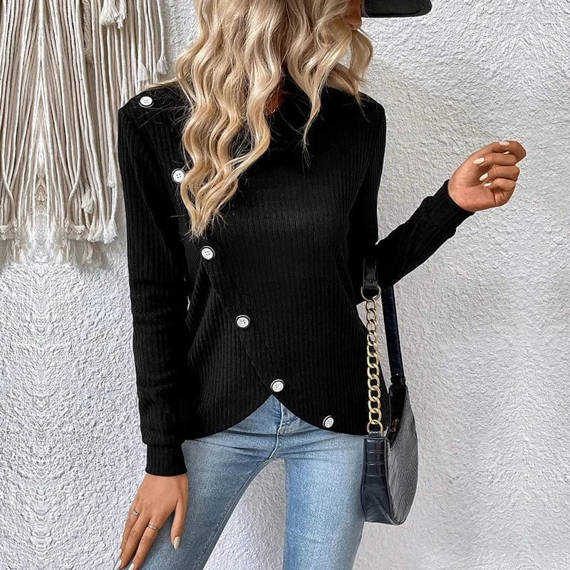 Autumn Winter Women Turtleneck Knitted Pullover Sweater Women Solid Plain Ribbed Turtle High Neck Knitwear Clothing Tops