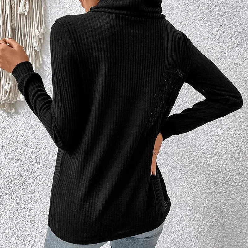 Autumn Winter Women Turtleneck Knitted Pullover Sweater Women Solid Plain Ribbed Turtle High Neck Knitwear Clothing Tops