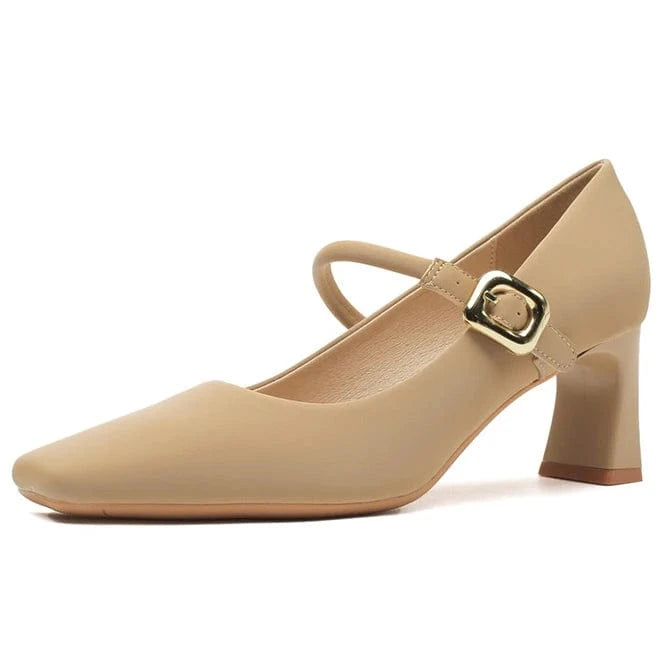 Autumn Women Pumps Simple Solid Color Wrap-toe Mary Jane Zapatos De Mujer Square-toe Shallow High Heel Pumps Ladies Dating Shoes