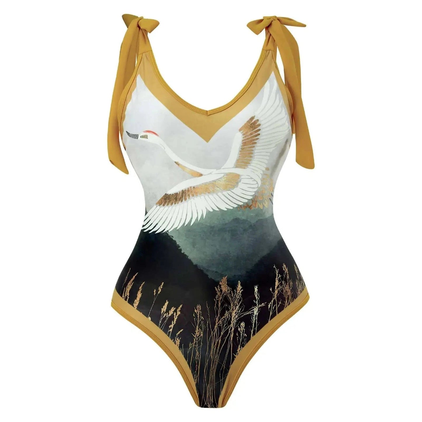 Average code / No. 10 Yellow Crane DAMOCHIC One-piece Swimsuit wrap skirt Summer print slim retro beach wrap skirt 1 piece bandage swimwear and wrap skirt 2023