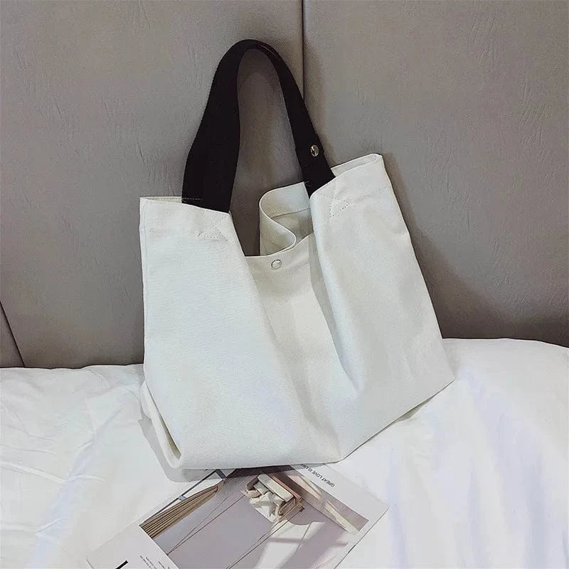 B 2024 Korean Canvas Bag Large Capacity Lightweight Casual Sen Fashion Portable Simple One Shoulder Handheld Women's Bag