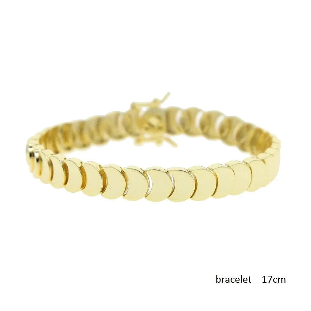 B103-G-17CM bracelet Sparking Clear Cubic Zirconia CZ Paved For Women Gold Plated Moon Shaped Geometric Classic Fashion Choker Necklace