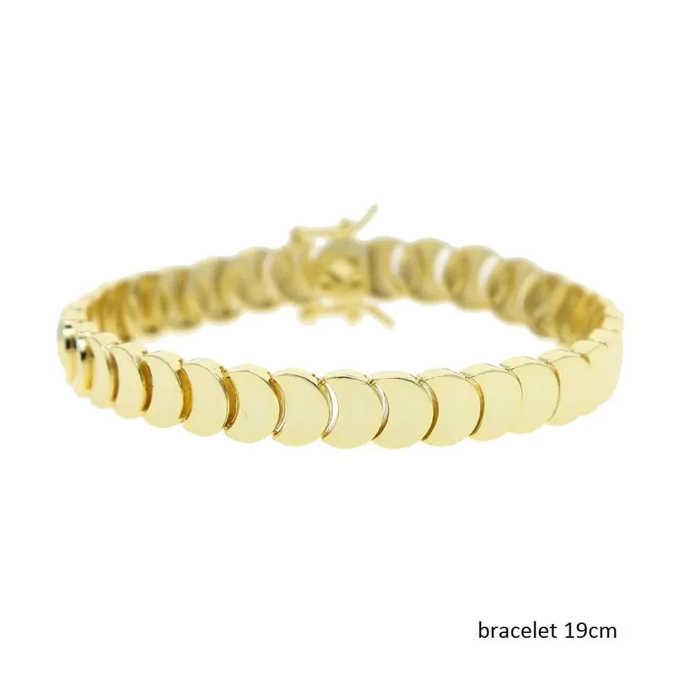 B103-G-19CM bracelet Sparking Clear Cubic Zirconia CZ Paved For Women Gold Plated Moon Shaped Geometric Classic Fashion Choker Necklace