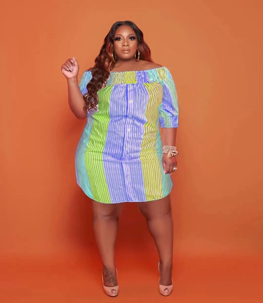 BA257 size S to 5XL hot selling mini sexy women's off shoulder striped t shirt casual dresses