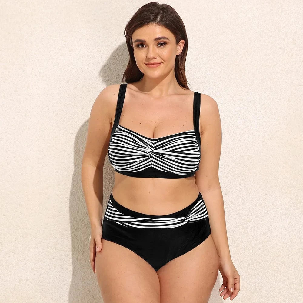 Bathing Suit Stripped Tank Big Breasts Swimsuit Striped High Waist Swimwear Women XXXL Plus Size 2024 Large Size 4 Color Adults