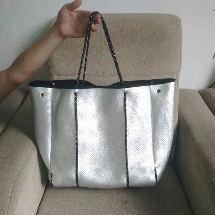 Beach Bag Hot Selling Fashion Durable Perforated Designer Neoprene Bag Wholesale Neoprene Bags Women Handbags Ladies