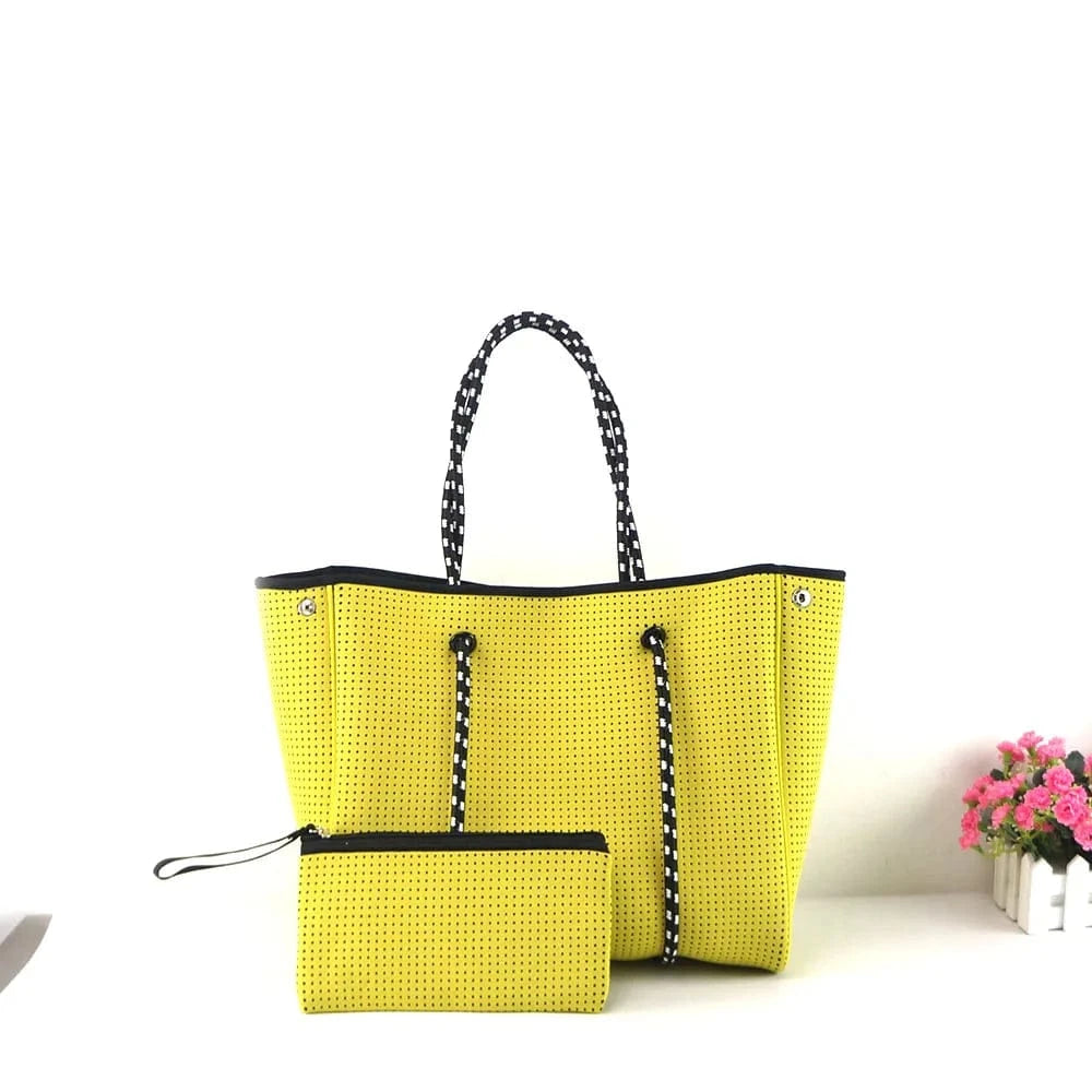 Beach Bag Hot Selling Fashion Durable Perforated Designer Neoprene Bag Wholesale Neoprene Bags Women Handbags Ladies
