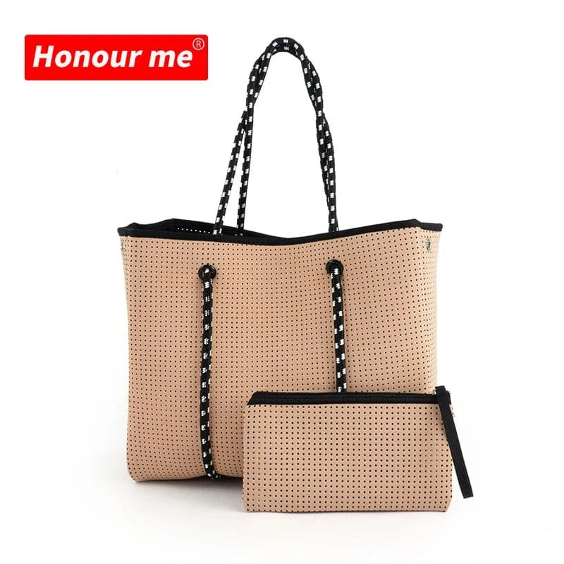Beach Bag Hot Selling Fashion Durable Perforated Designer Neoprene Bag Wholesale Neoprene Bags Women Handbags Ladies