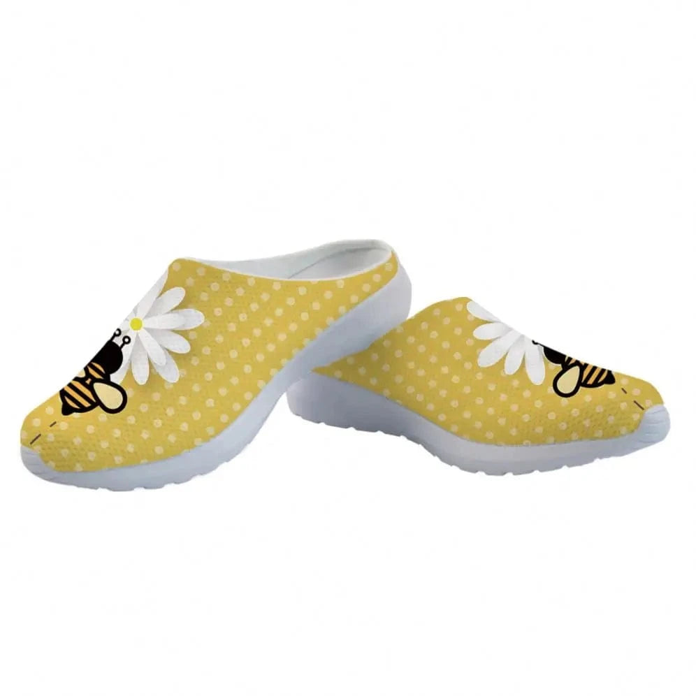 Beach Sandals Bee Yellow Printed Latest Girl Footwear Design Summer Slippers For Women Ladies