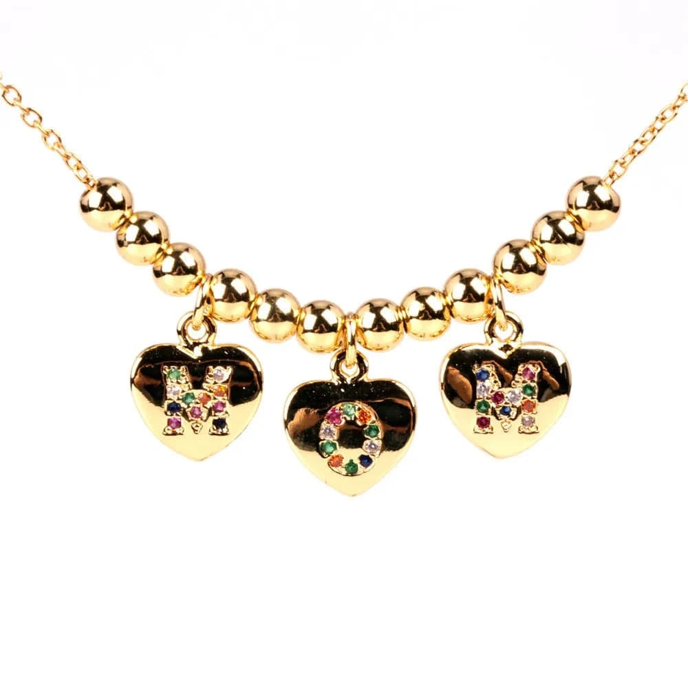 Beads Handmade Women Mama Letter Stainless Gold Plated Link Chain Mom Crystal Diamond Rhinestone Necklace Pendant
