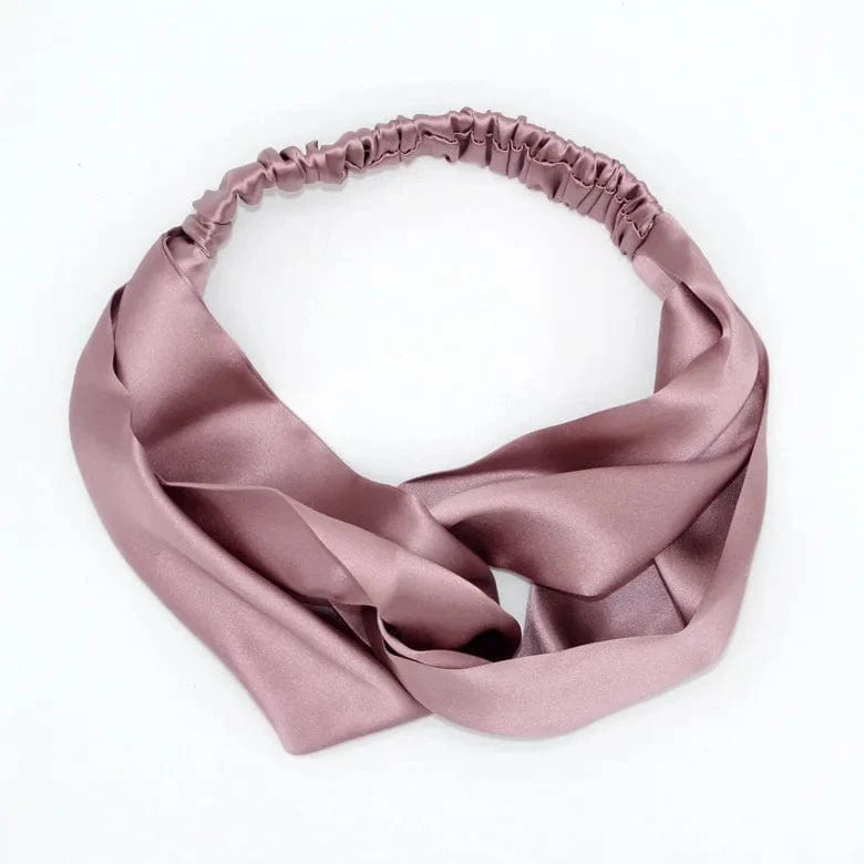 Bean paste 100% Real Silk Headband Elastic Twisted Head Hair Wrap Accessory Turban For Women 19 momme