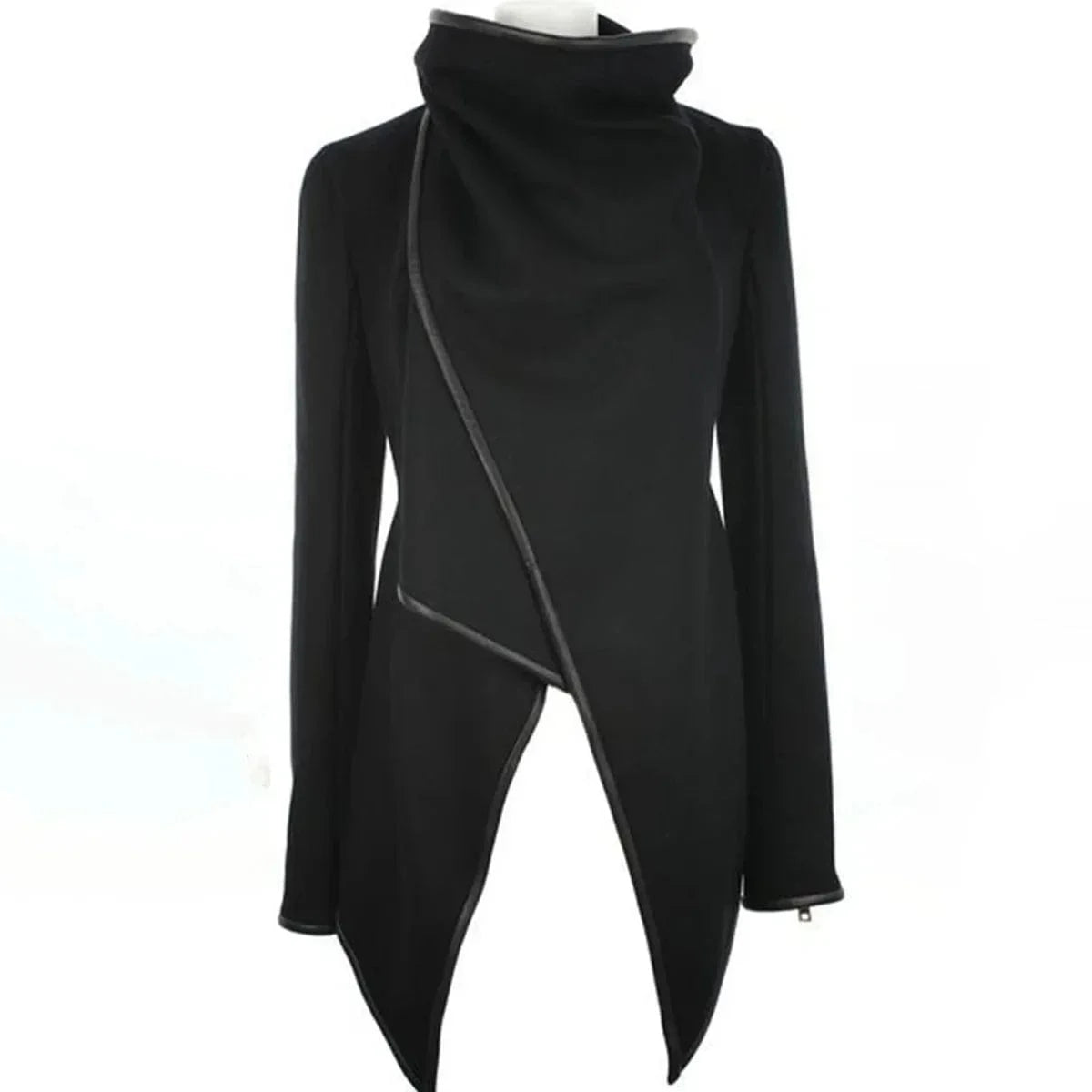 Beautyblue Casual Asymmetric Jackets Fashion Long Sleeves Jackets Elegant Split-Joint High-Neck Women's Coats Clothes Female
