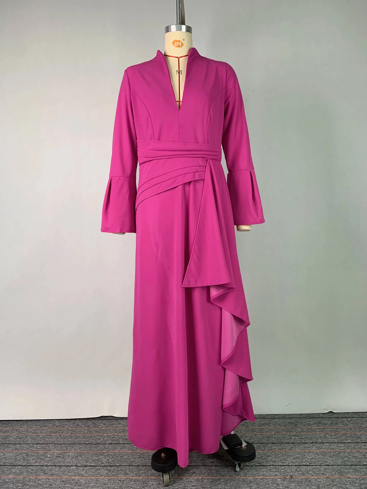 Beautyblue Evening Dresses Female Maxi Dress Fashion Deep V-Neck Irregular Front Split Folds A-Line Bodycon Women's Party Robes