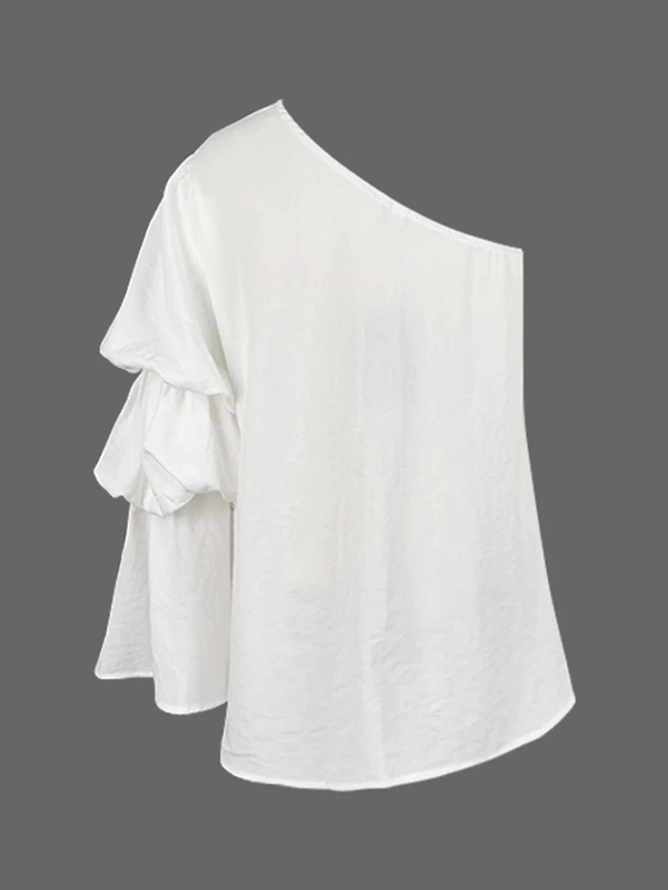 Beautyblue Flared Sleeves Women's T-shirt One-shoulder Long Sleeves Tee Summer Loose Asymmetric Elasticity Blouses&Shirts Female