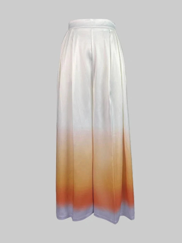 Beautyblue Gradient Suit Pants Pleated Pant for Women 2025 New Elegant High Waisted Loose Pocket Fashion Long Commuter Trousers