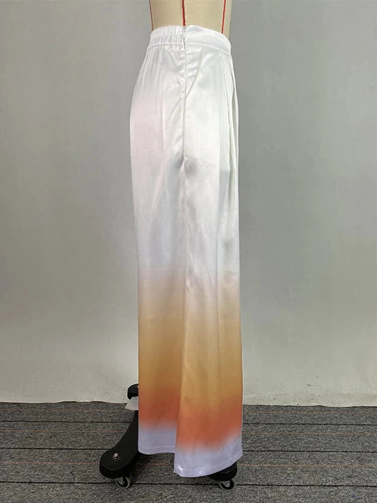 Beautyblue Gradient Suit Pants Pleated Pant for Women 2025 New Elegant High Waisted Loose Pocket Fashion Long Commuter Trousers