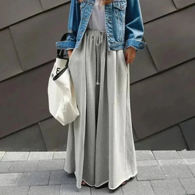 Beautyblue Gray Wide Leg Pants Black Bottoms for Women Casual Loose Pocket Korean Harajuku Streetwear Female Outdoor Sweatpants