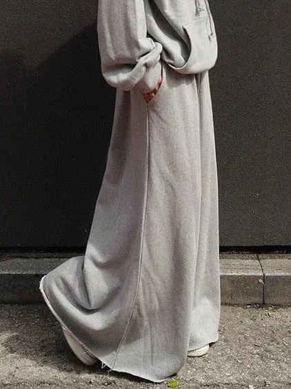 Beautyblue Gray Wide Leg Pants Black Bottoms for Women Casual Loose Pocket Korean Harajuku Streetwear Female Outdoor Sweatpants