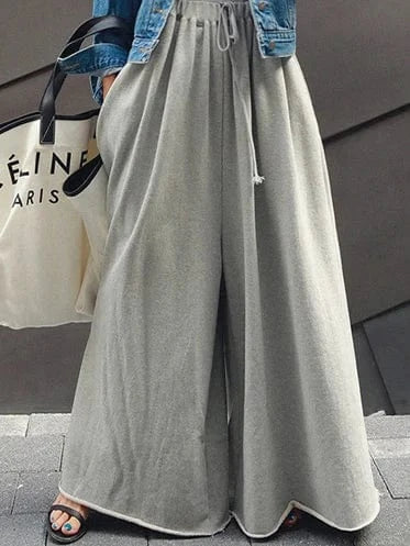 Beautyblue Gray Wide Leg Pants Black Bottoms for Women Casual Loose Pocket Korean Harajuku Streetwear Female Outdoor Sweatpants