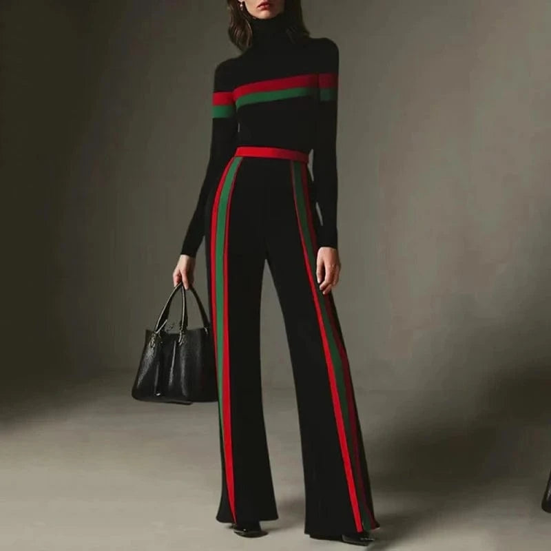 Beautyblue High Neck T-Shirts Women Black Top Sexy Slim Fit Long Sleeves Striped Split-Joint Bottom Basic Shirt Casual Clothing