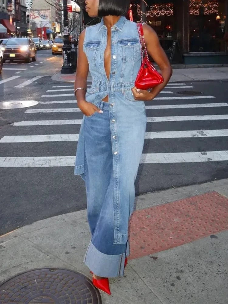 Beautyblue Jeans Women Long Pants Elegant Zipper Jean Pants 2025 Summer Multi-pocket Bottom Denim Ankle Straight Length Trousers
