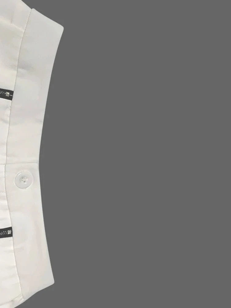 Beautyblue Striped Sports Pants Women Zipper Trousers Summer New White Patchwork High Waist Wide-leg Bottom Office Commute Pant