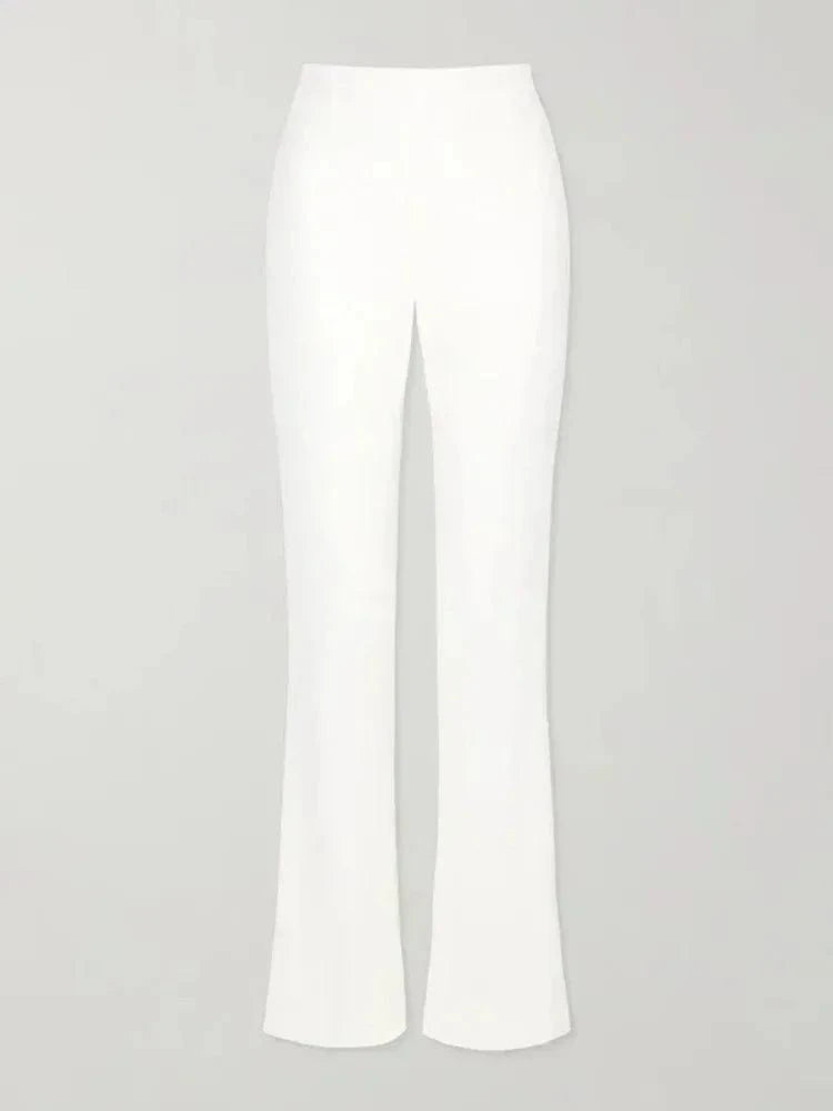 Beautyblue White Pants for Women High Waist Pants New Casual Solid Color Simple Bootcut Pant Elegant Office Commute Female
