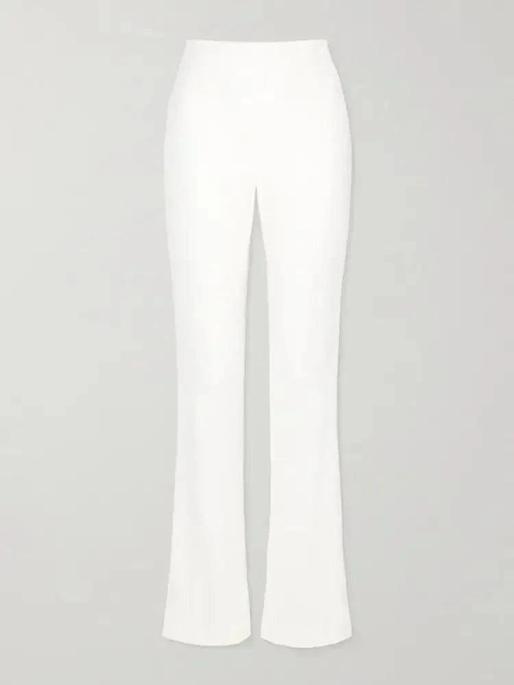 Beautyblue White Pants for Women High Waist Pants New Casual Solid Color Simple Bootcut Pant Elegant Office Commute Female