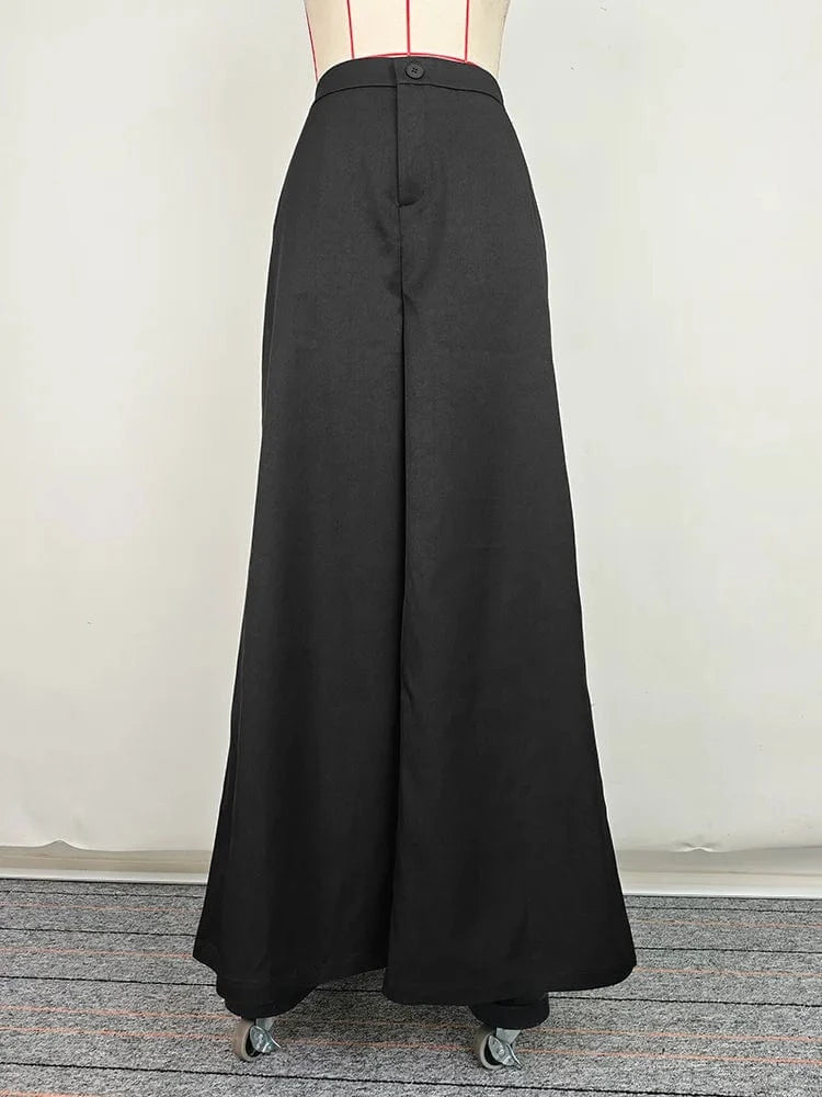 Beautyblue Women Loose Trousers Black Wide Leg Pants 2025 Fashion Spring Pocket Solid Color Casual Floor Mopping Bottoms Female