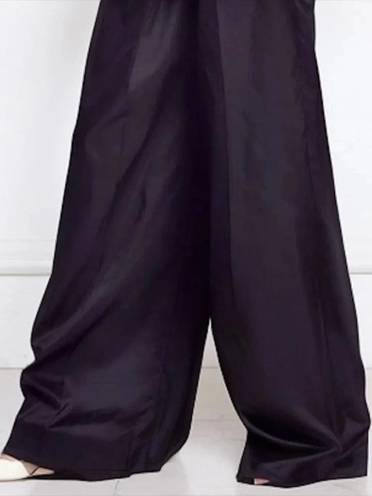 Beautyblue Women Loose Trousers Black Wide Leg Pants 2025 Fashion Spring Pocket Solid Color Casual Floor Mopping Bottoms Female