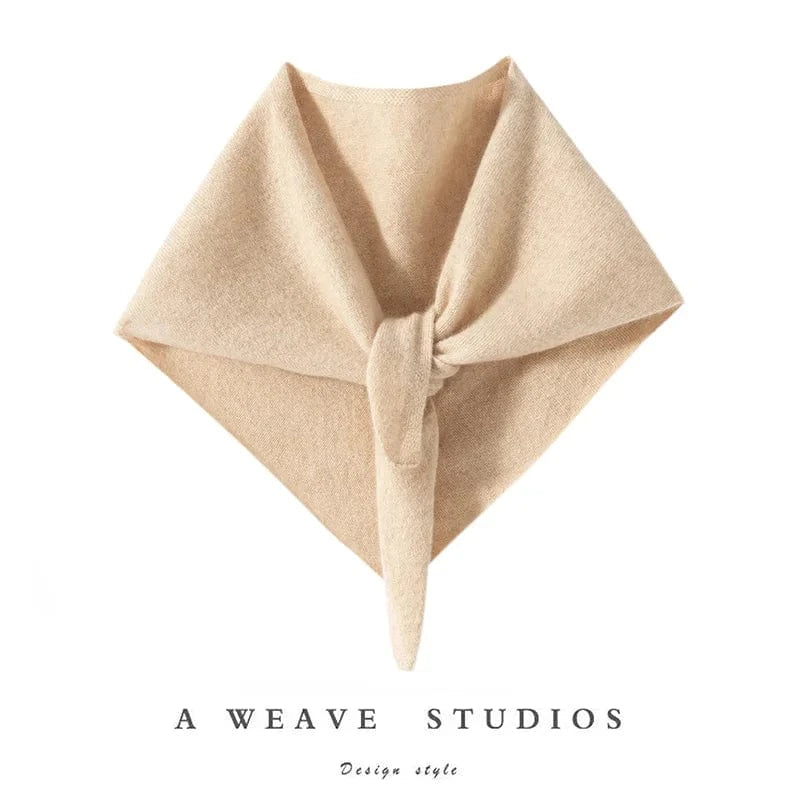 Beige / One Size CHICUU Women 100% Cashmere Scarf Spring Autumn Triangular Scarf Cashmere Knitwear Luxury Grace Simple Style Scarf Pure Color