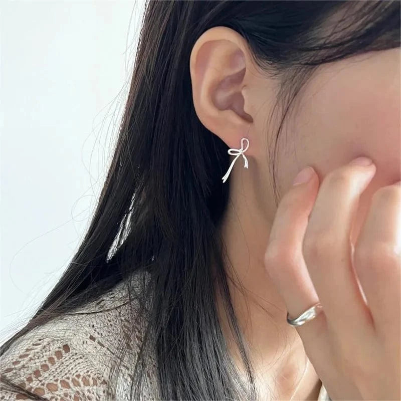Best Frieds Gifts Jewelry Earrings 925 Sterling Silver Bowknot Shape Silver Gold Stud Earrings Wholesale